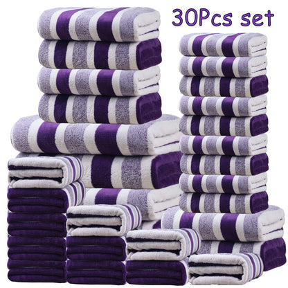 30pcs Large Wide Super Soft Coral Bath Towel Set, Quick Drying, Fast Absorption, Lightweight, Very Suitable for Home, Hotel And Spa Use, Outdoor Fitness, Camping Towel Bath Towel Set Christmas Gift Towel Bath Towel Set