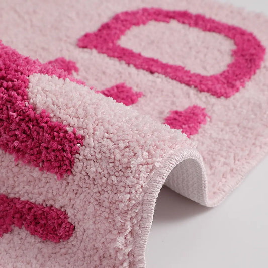 Bold Pink Humor Rectangle Bath Mat - Fun Get Naked Art Novelty Print Bathroom Decor, 32"x20" Non-Slip, Machine Washable, Soft Absorbent for Bathroom Floor, Tub