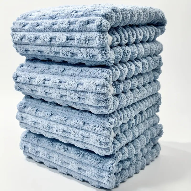 Brand new bamboo fiber bath towels 4 pack, 70*140 cm, twisted rib design, absorbent, quick-drying, soft, durable, frameless coral fleece, suitable for spa, gym and home, water absorbent towel, Bathroom towels