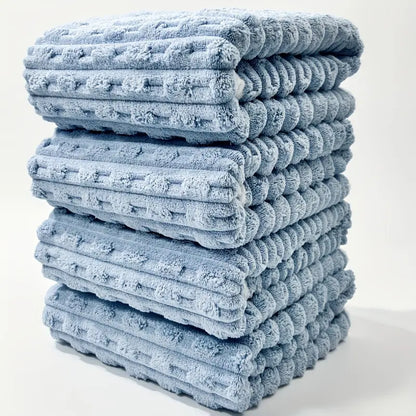 Brand new bamboo fiber bath towels 4 pack, 70*140 cm, twisted rib design, absorbent, quick-drying, soft, durable, frameless coral fleece, suitable for spa, gym and home, water absorbent towel, Bathroom towels