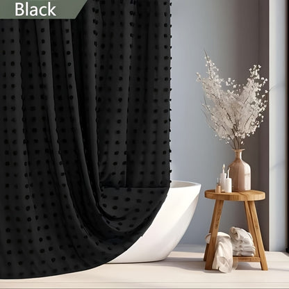 [Bohemian Polka Dot] Bohemian Chic Polka Dot Shower Curtain with White Hooks, Machine Washable Polyester Bathroom Decor