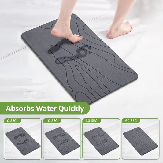 Diatomaceous Earth Mineral Bath Mat - Non-Slip Rectangle Modern Bath Tub Mat, Quick-Drying Super Absorbent Boxed Bathroom Accessory Home Essential