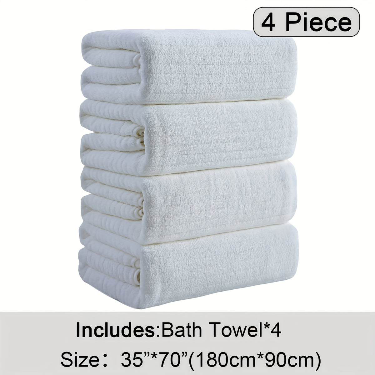 4pcs Oversized Bath Towels Set 90x180cm (35.43x70.87in) Ultra Soft Absorbent Microfiber Towels In Black, Gray, Teal, Purple & White Quick Dry, Lightweight, Highly Absorbent for Bathroom, Spa, Gym & Travel. Made Of Premium Microfiber.