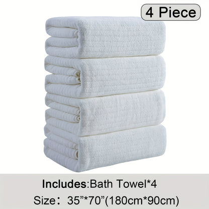 4pcs Oversized Bath Towels Set 90x180cm (35.43x70.87in) Ultra Soft Absorbent Microfiber Towels In Black, Gray, Teal, Purple & White Quick Dry, Lightweight, Highly Absorbent for Bathroom, Spa, Gym & Travel. Made Of Premium Microfiber.