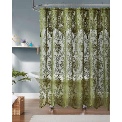 WARM HOME DESIGNS Luxury Lace Shower Curtain with Attached Valance & Tassels in Many Colors and Sizes