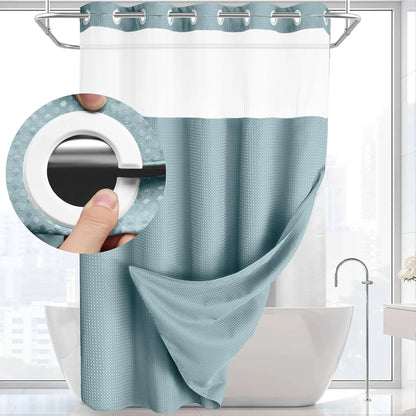 Waffle Texture Modern Waterproof Shower Curtain, Decorative Bathroom Accessory for Hotel, Salon & Dormitory Decor #GLOBAL PICKS