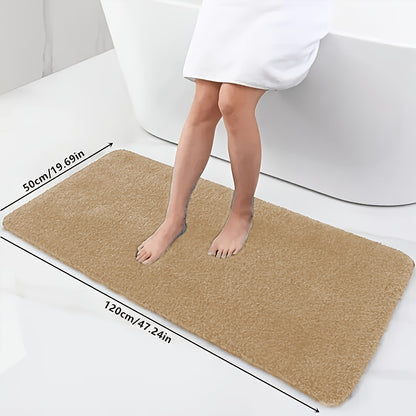 Long Plush Super Absorbent Bath Mat, Non-Slip And Anti-Fall, Ultra-Soft Walking Feel, Comfortable And High-Quality Bath Carpet, Suitable for Bathtub, Shower, Bathroom Additions, Home Decor Floor Mat, Safe Choice for Bathroom