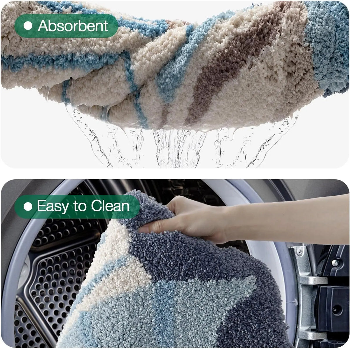 LUMI Thick Ocean Shell Beach Bathroom Rug, Non-Slip Ultra Soft Washable Absorbent Quick Dry Microfiber Mat, 20"x35" for Shower Floor, Bathroom Decor