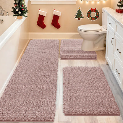 ACCUMTEK Upgrade Extra Large Bathroom Rug Set Ultra Soft, Thick Absorbent Bath Mats, Non Slip Chenille Toilet Mat for Bathroom, Bedroom, Kitchen