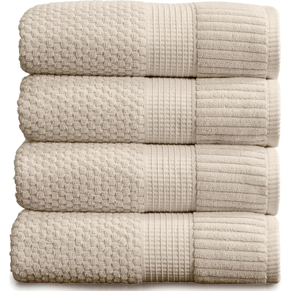 4 Pack 100% Cotton Bath Towels | Beige Towels | Oeko‑TEX Standard 100 | Soft & Absorbent, Quick‑Dry | Trinity Collection - Sand