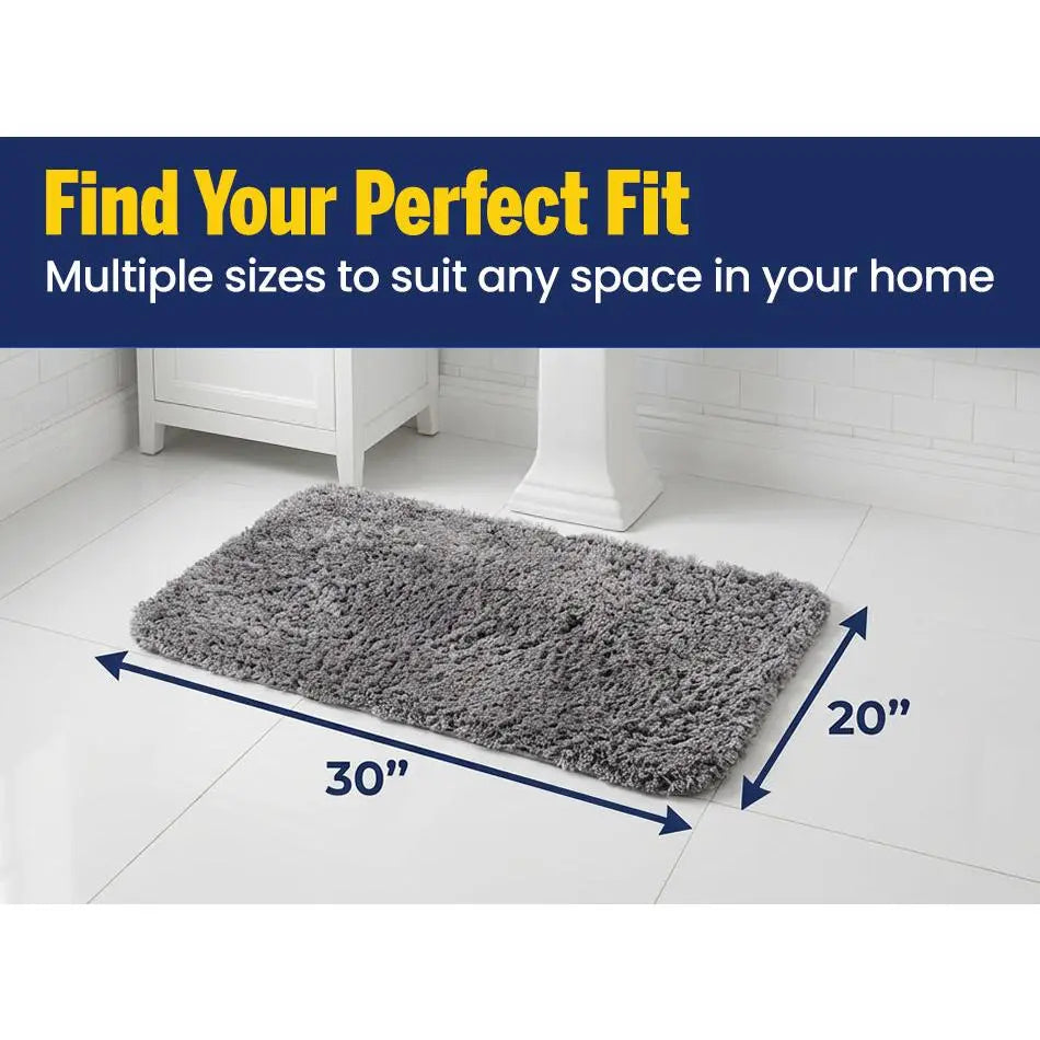 Muddy Mat® Fluffy Bathroom Rug, Soft Absorbent Microfiber Bath Mat, Non Slip, Quick Dry, Machine Washable for Bathroom Floor, Tub, Shower, Toilet and Sink