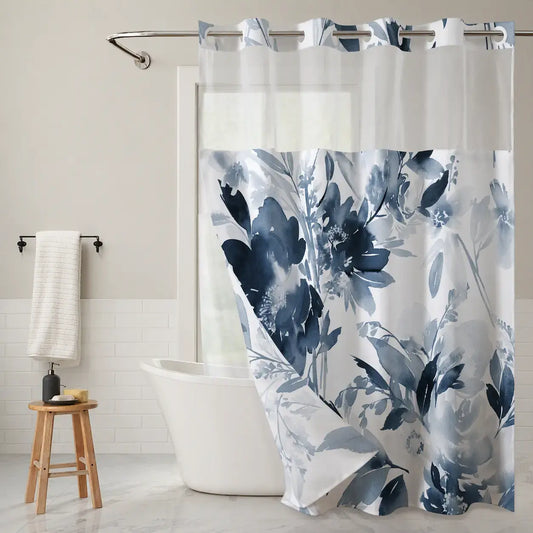 Floral Printed Waterproof Decorative Shower Curtain with Removable Liner, Floral Shower Curtains For Bathroom, 1-Count Bathroom Decor Accessory for Home, Hotel, Salon & Dormitory #GLOBAL PICKS
