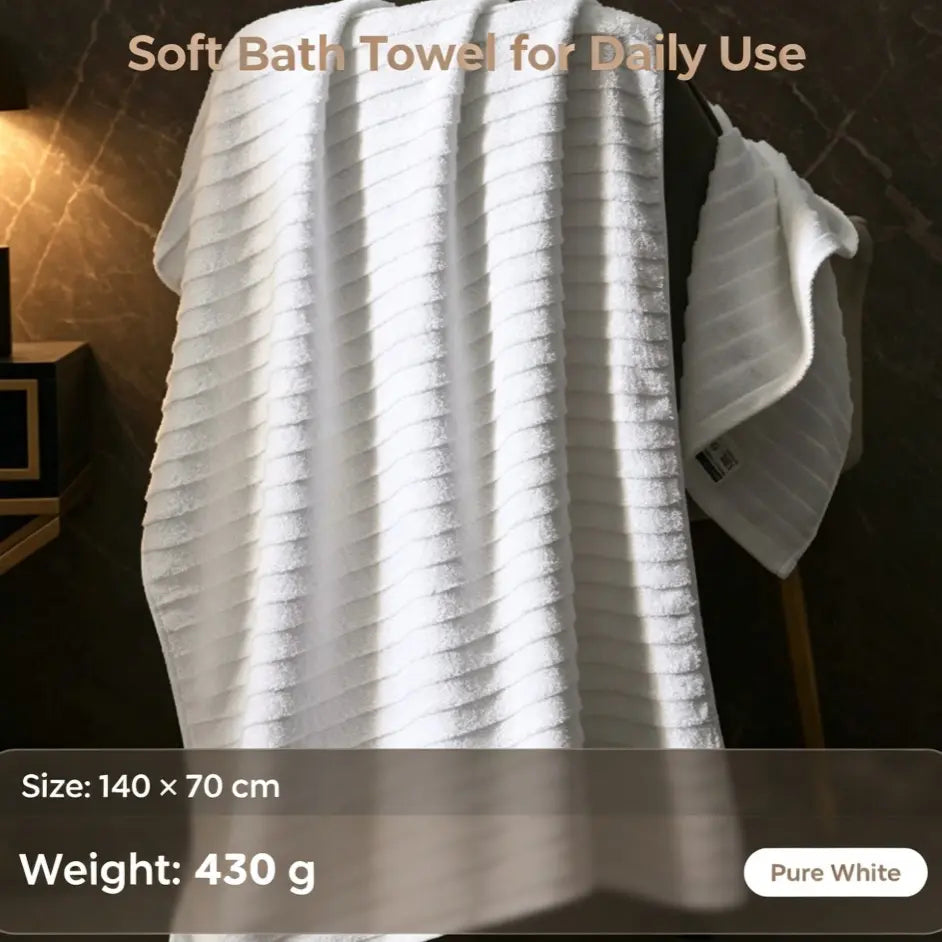 100% Combed Cotton Bath Towel, 430g Plush Touch Quick-Dry Large Towel (70x140cm) for Bathroom Daily Use, Shower Wrap