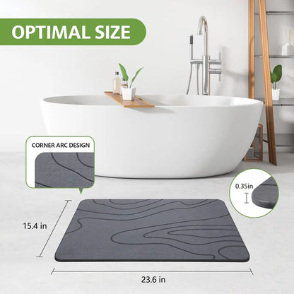 Diatomaceous Earth Mineral Bath Mat - Non-Slip Rectangle Modern Bath Tub Mat, Quick-Drying Super Absorbent Boxed Bathroom Accessory Home Essential