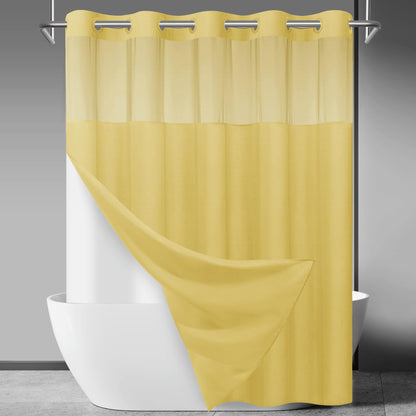 SORTTO Ringless Slub Shower Curtain with Snap in Liner, 71x74, Black