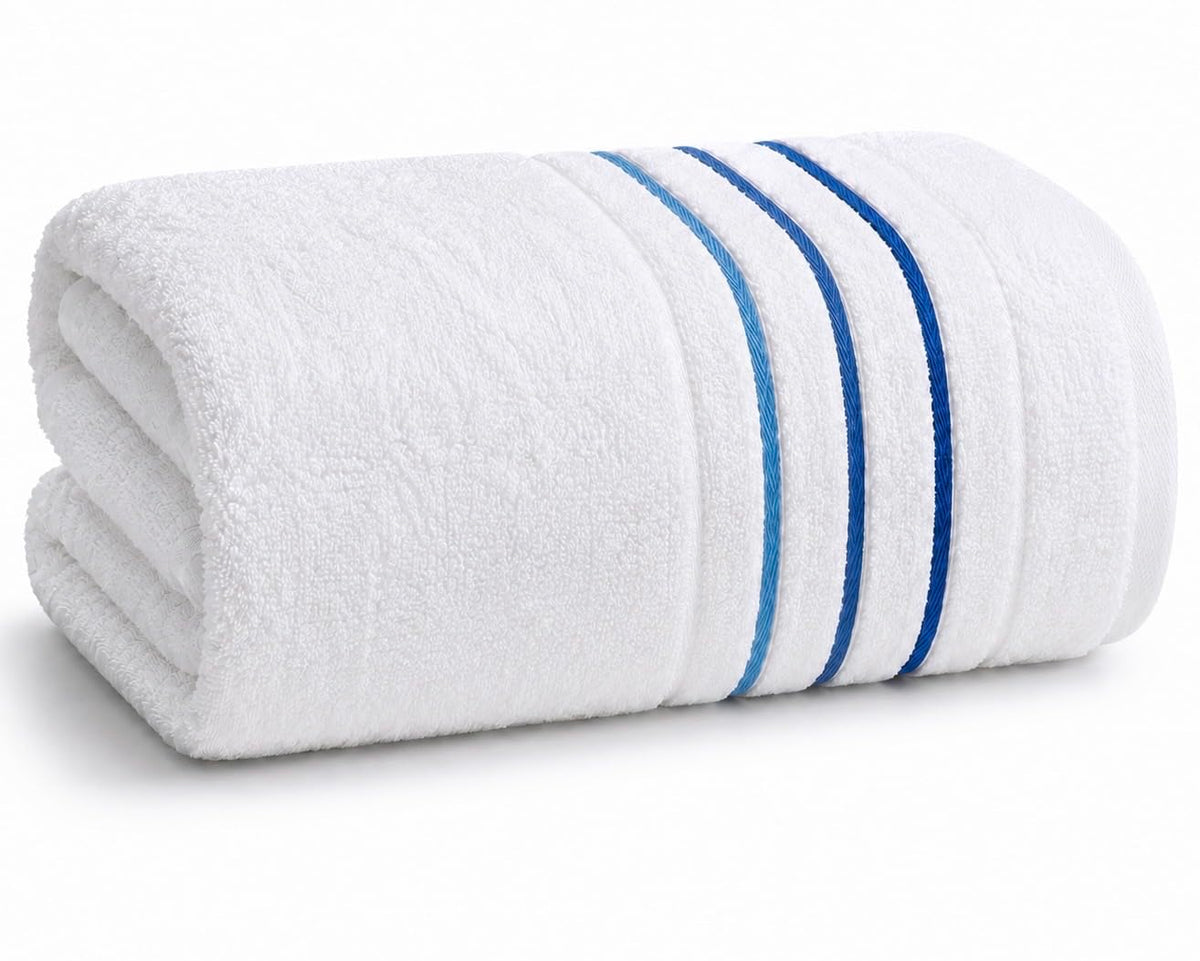 Bath Towels Set for Bathroom – Luxury 6-Piece Cotton Towels, Soft Absorbent & Quick Dry, 600 GSM Bath Towels for Bathroom, Hotel Spa Quality (White/Charcoal, 6- Bath Towel Set)