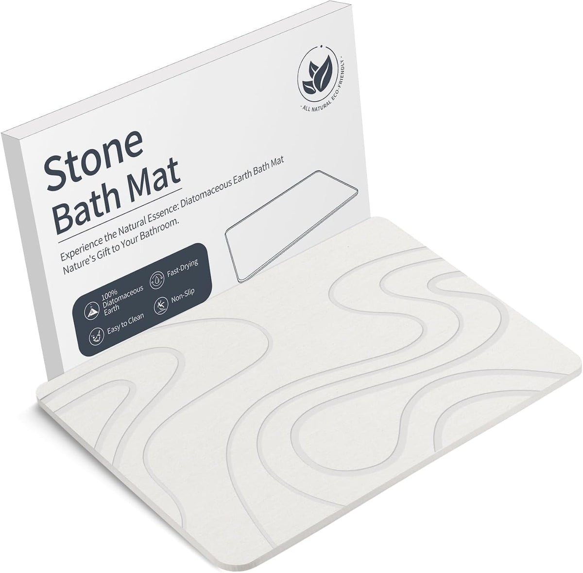 VEELOIM Stone Bath Mat, Diatomaceous Earth Bath Mat, Shower Mat Grey