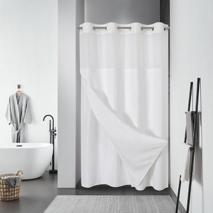No Hook Extra Long Waffle Shower Curtain with Snap-in Liner,71x98,SageGreen