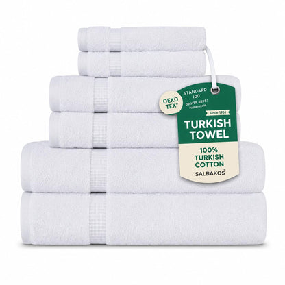 SALBAKOS 4-Piece 100% Turkish Cotton Bath Towels, 27x54 inch, White
