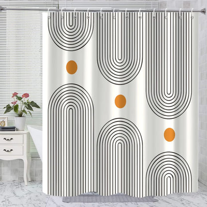 Boho Mid Century Shower Curtain, Modern Abstract with Hooks 72x72