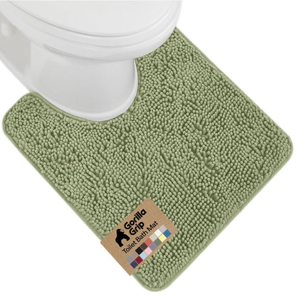 GORILLA GRIP Bath Rug Mat for Bathroom, Absorbent Chenille, 24x17 Gray