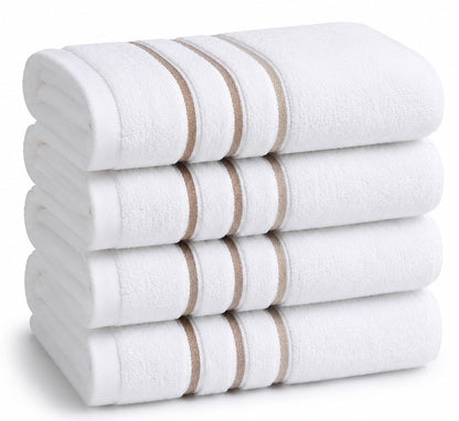 Bath Towels Set for Bathroom – Luxury 6-Piece Cotton Towels, Soft Absorbent & Quick Dry, 600 GSM Bath Towels for Bathroom, Hotel Spa Quality (White/Charcoal, 6- Bath Towel Set)