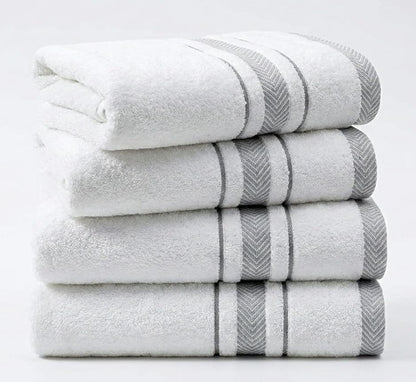 Bath Towels Set for Bathroom – Luxury 6-Piece Cotton Towels, Soft Absorbent & Quick Dry, 600 GSM Bath Towels for Bathroom, Hotel Spa Quality (White/Charcoal, 6- Bath Towel Set)