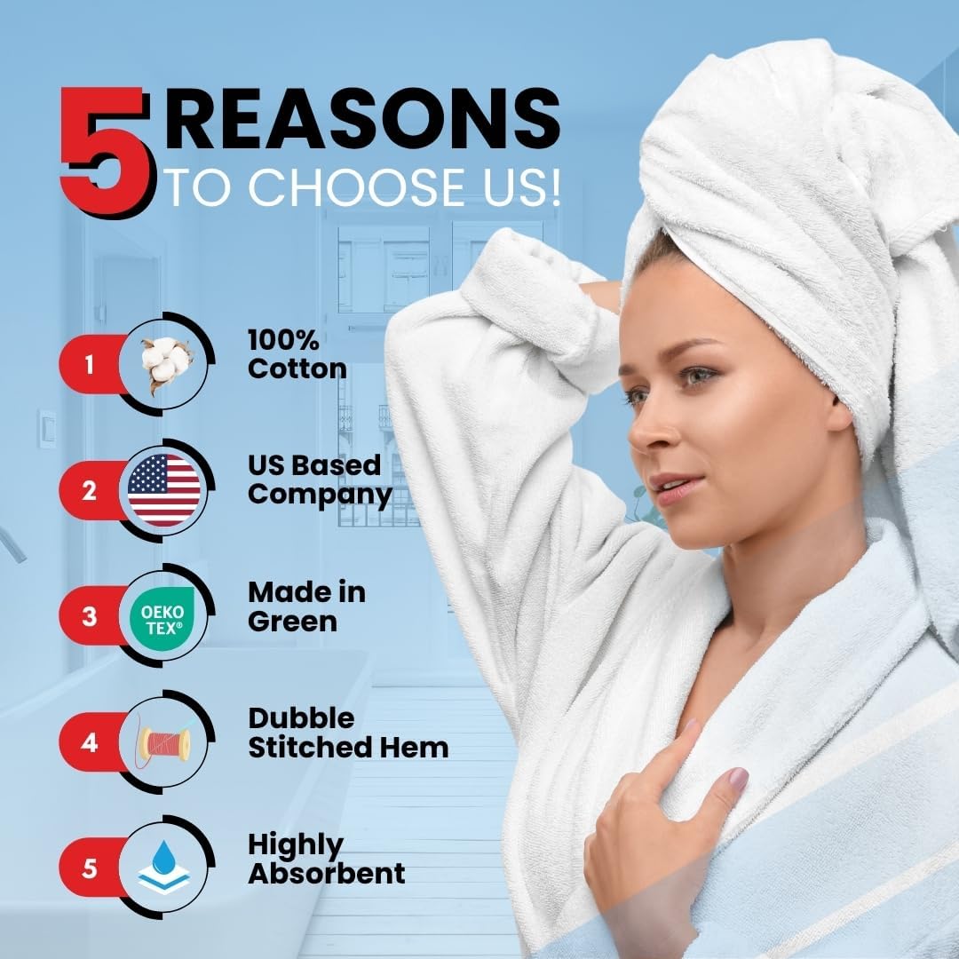Infinitee Xclusives 100% Ring-Spun Cotton Bath Towels for Bathroom - Pack 4