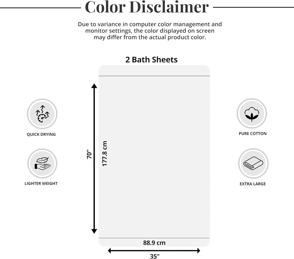 Tens Towels 2 Piece Extra Large Bath Sheets 35 x 70 Inches, Dark Grey