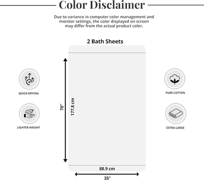 Tens Towels 2 Piece Extra Large Bath Sheets 35 x 70 Inches, Dark Grey