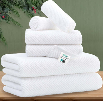 VOOVA & MOVAS 6PC Towel Set, 100% Cotton, Aqua Teal