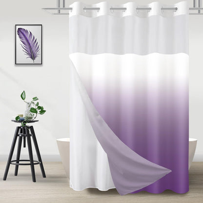 No Hook Shower Curtain and Liner Set, Ombre Black and White, 71x74