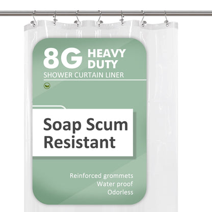 Barossa Design Oeko-tex Certified Shower Curtain Liner Standard Size, Clear