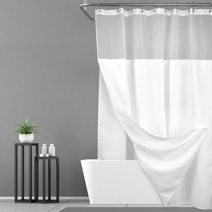N&Y HOME Waffle Weave Shower Curtain with Snap-in Liner Set White, 71x72