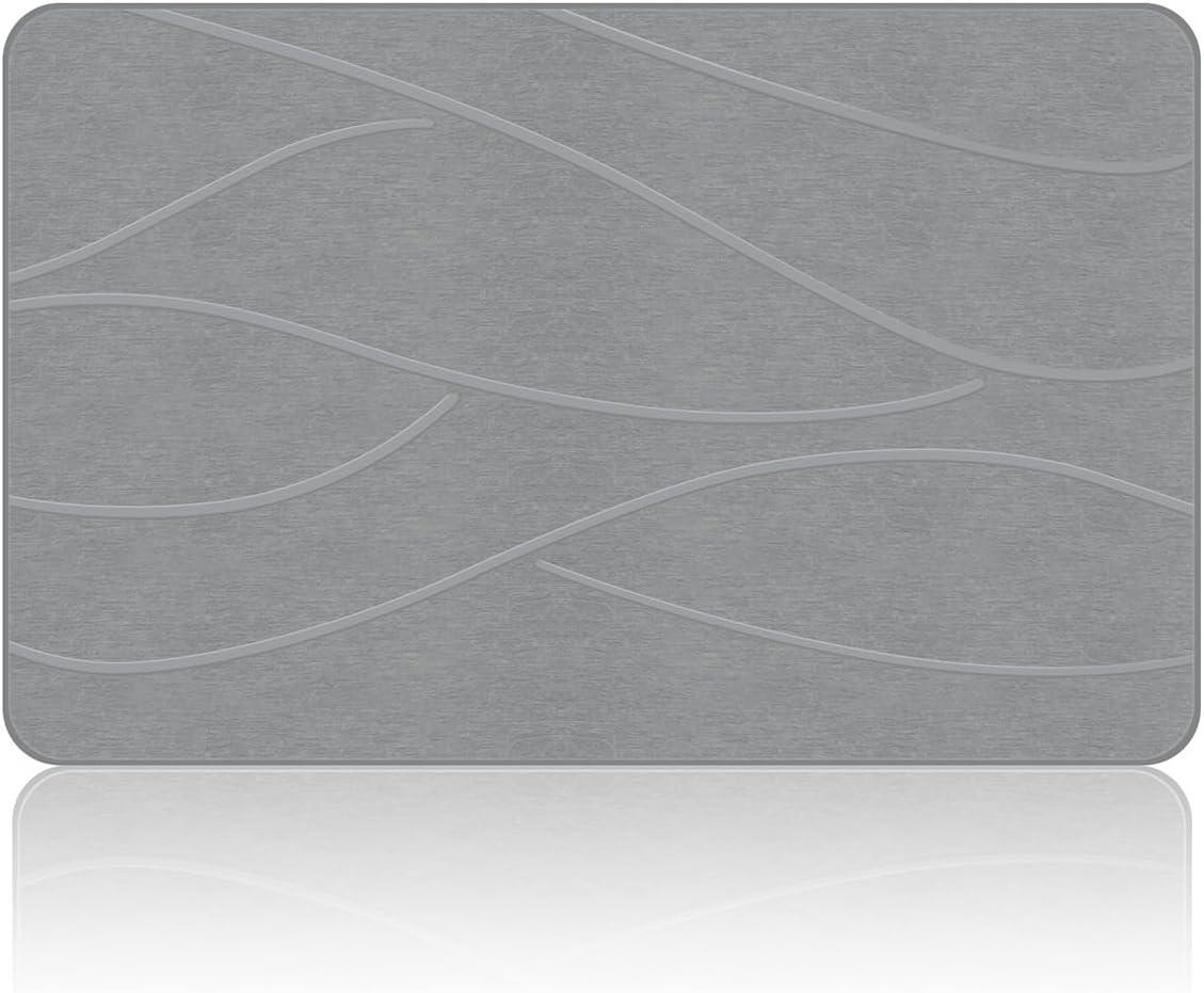 VEELOIM Stone Bath Mat, Diatomaceous Earth Bath Mat, Shower Mat Grey