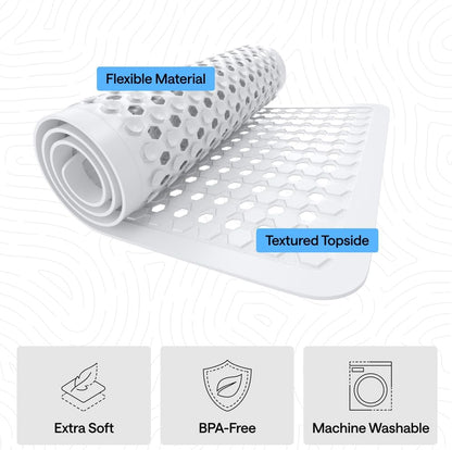 GORILLA GRIP Bath Tub Shower Mat, Bathtub Floor Liner, 35x16 White