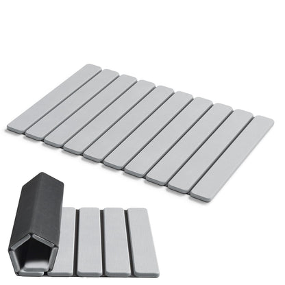 AWW Foldable Stone Bath Mat, Diatomaceous, 23.6"x15.5", Grey