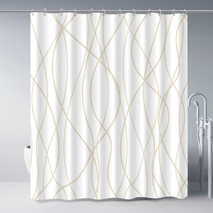 Striped Shower Curtain for Bathroom, Grey White, 72" W x 72" L