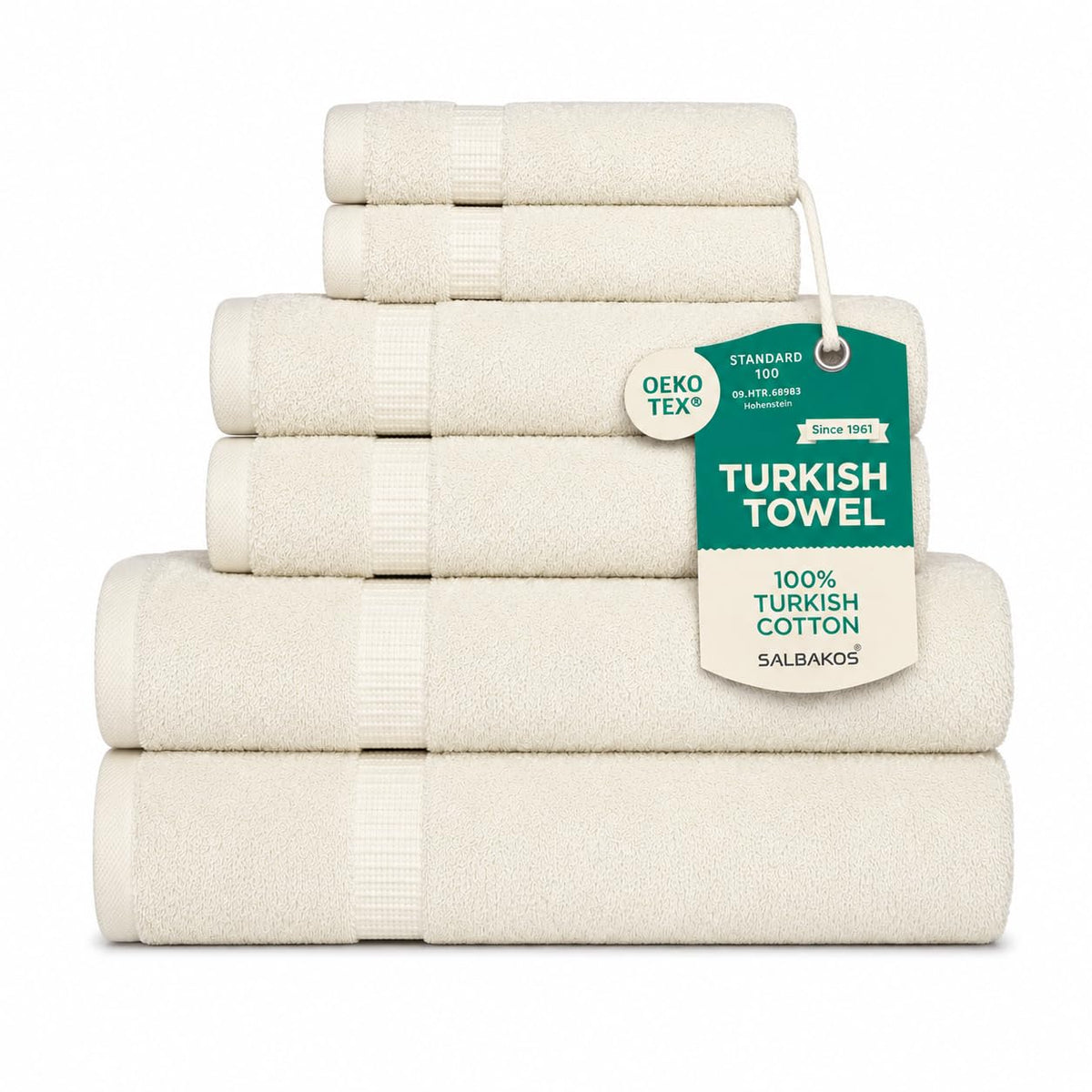 SALBAKOS 4-Piece 100% Turkish Cotton Bath Towels, 27x54 inch, White