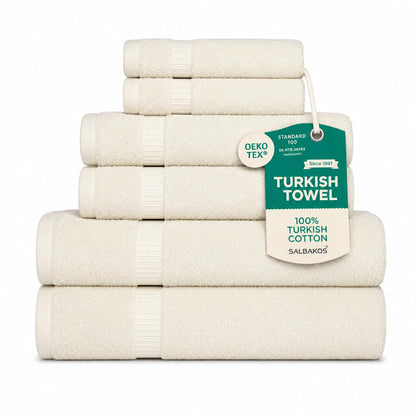 SALBAKOS 4-Piece 100% Turkish Cotton Bath Towels, 27x54 inch, White