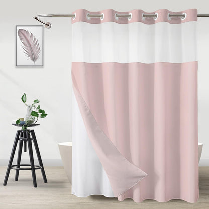 No Hook Shower Curtain and Liner Set, Ombre Black and White, 71x74
