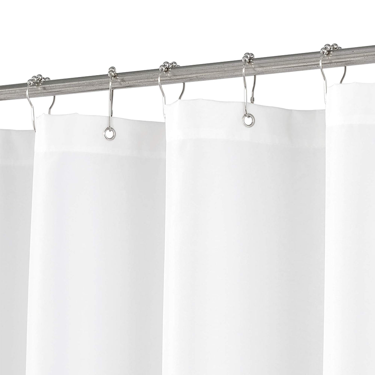 N&Y HOME Fabric Shower Curtain Liner with Magnets Standard Size, White