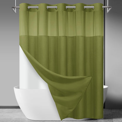 SORTTO Ringless Slub Shower Curtain with Snap in Liner, 71x74, Black
