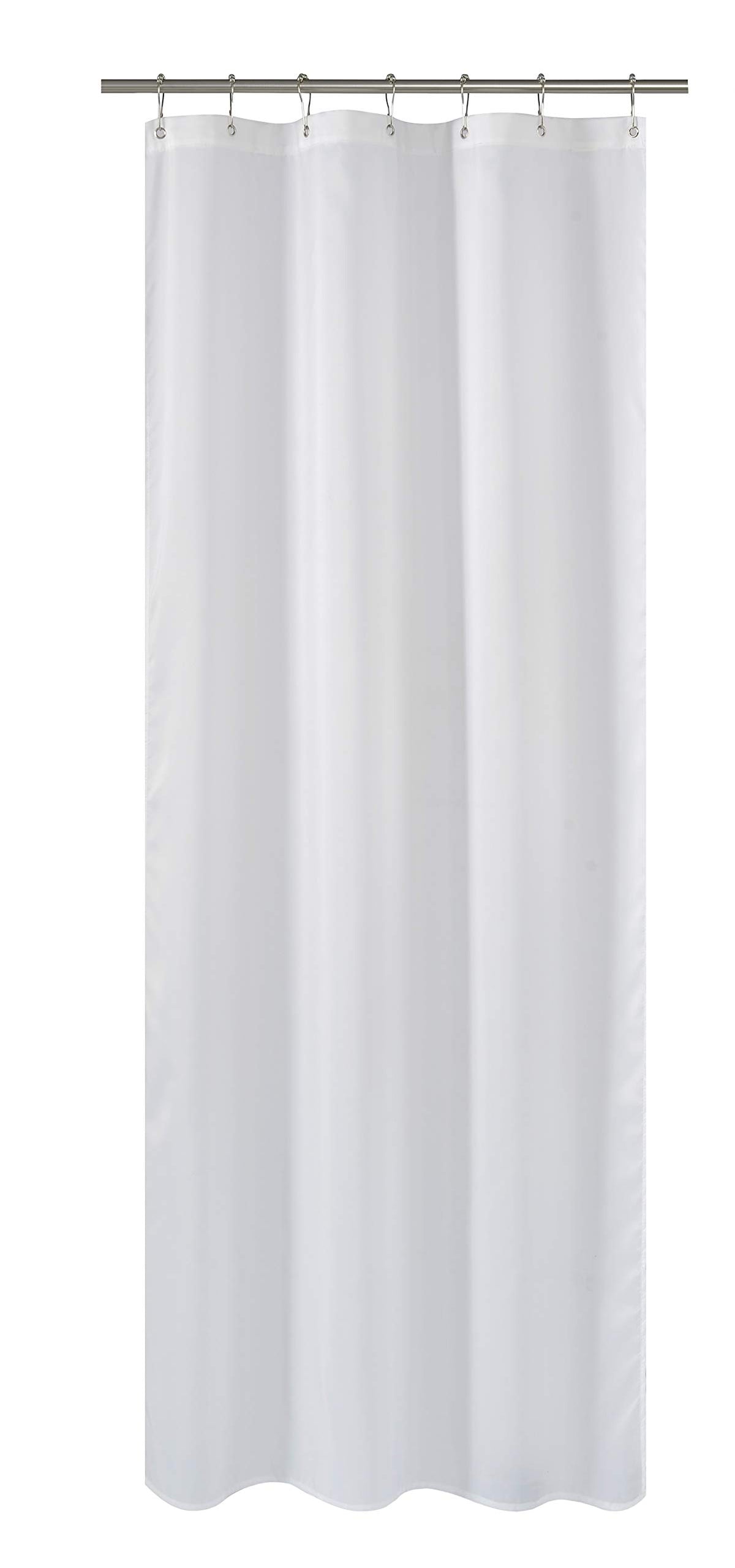 N&Y HOME Fabric Shower Curtain Liner with Magnets Standard Size, White