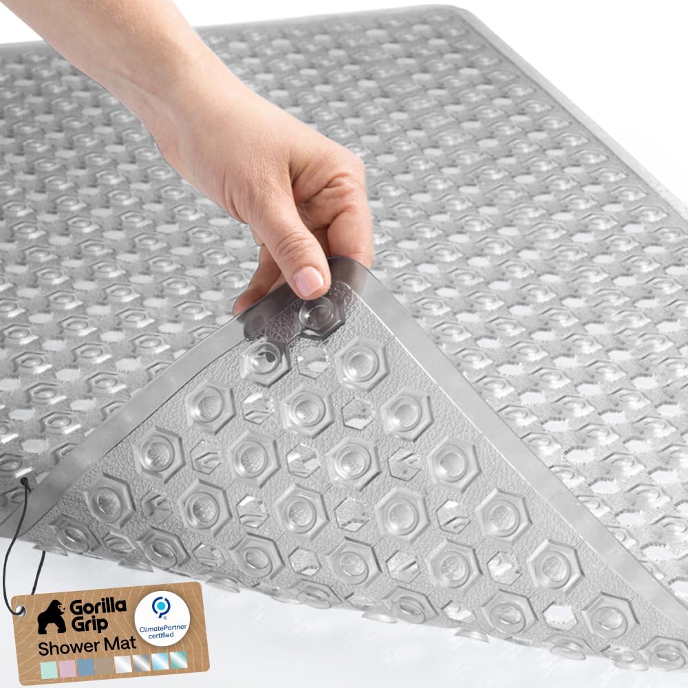 GORILLA GRIP Bath Tub Shower Mat, Bathtub Floor Liner, 35x16 White