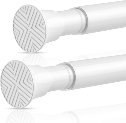Shower Curtain Rod 2 Pack White 31-76 Inch Adjustable Tension Rod Spring Tension Curtain Rod No Drilling Shower Rod Bathroom Anti-Slip Rustproof Easy Install