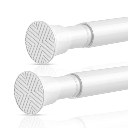 Shower Curtain Rod 2 Pack White 31-76 Inch Adjustable Tension Rod Spring Tension Curtain Rod No Drilling Shower Rod Bathroom Anti-Slip Rustproof Easy Install
