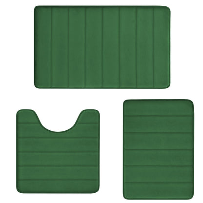 Bathroom Rugs Set Memory Foam Bath Rugs Non-Slip Bath Mat Set 3 Piece,Washable Bathroom Mats,Absorbent Shaggy Rugs Super Soft U-Shaped Toilet Rug,Bahroom Carpets for Bathroom,Tub,Shower（Black）
