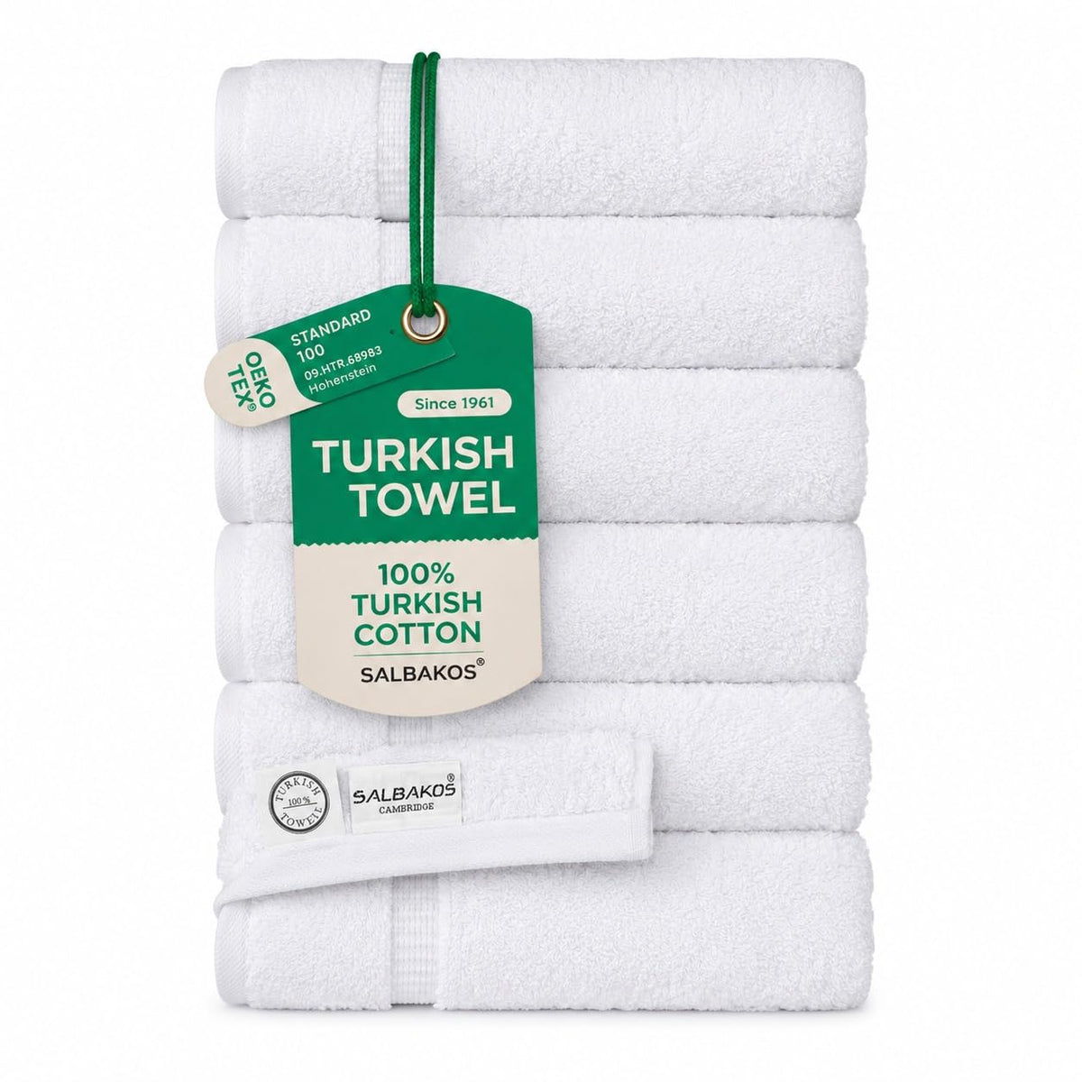 SALBAKOS 4-Piece 100% Turkish Cotton Bath Towels, 27x54 inch, White