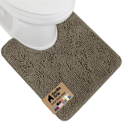 GORILLA GRIP Bath Rug Mat for Bathroom, Absorbent Chenille, 24x17 Gray